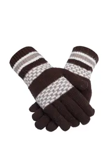 LOOM LEGACY Men Brown Self-Design Winter Gloves