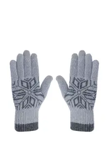 LOOM LEGACY Men Grey Acrylic Hand Gloves