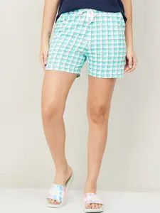 Ginger by Lifestyle Women Green Checked Shorts
