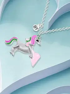 EL REGALO Women Set of 2 Pink Silver-Plated Necklaces