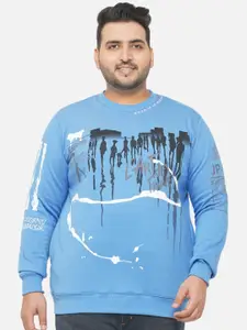 John Pride Plus-Size Men Blue Printed Sweatshirt