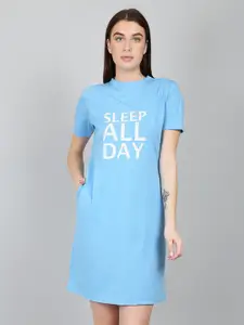 N-Gal Blue Printed T-shirt Nightdress