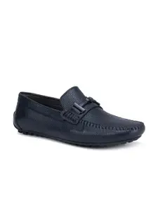 ROSSO BRUNELLO Men Blue Textured Leather Formal Shoes