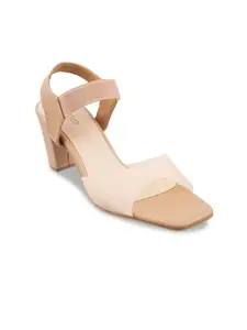 Metro Peach-Coloured Block Sandals