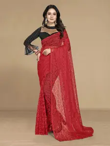 KALINI Red Woven Design Net Saree