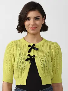 FOREVER 21 Women Green & Black Cable Knit Sweater