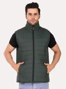 Leather Retail Men Green Outdoor Puffer Jacket