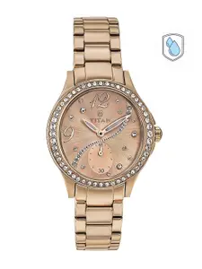 Titan Women Rose Gold-Toned Dial Watch 95024KM01J