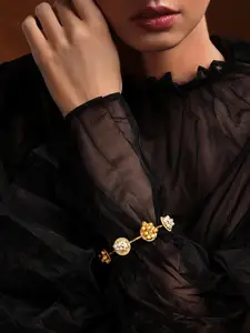 Rubans Women Gold-Toned & White Pearls Gold-Plated Bangle-Style Bracelet