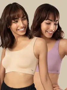 NYKD Solid Pack Of 2 Non-Wired Non Padded Full Coverage Slip-On Bra NYB113