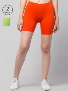 Apraa & Parma Women Orange Slim Fit Cycling Sports Shorts