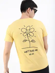 HIGHLANDER Men Yellow Printed Slim Fit T-shirt