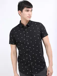 KETCH Men Black Slim Fit Printed Casual Shirt