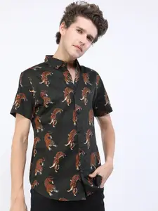 KETCH Men Green Slim Fit Printed Casual Shirt