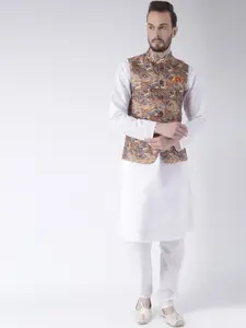 Hangup Men  Floral Pure Cotton Kurta with Pyjamas