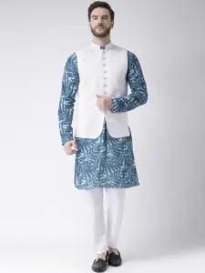 Hangup Men  Floral Printed Pure Cotton Kurta with Pyjamas