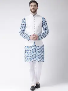 Hangup Men Floral Printed Pure Cotton Kurta with Pyjamas
