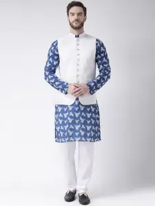 Hangup Men Floral Printed Pure Cotton Kurta with Pyjamas