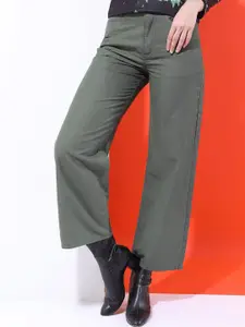 Tokyo Talkies Women Olive Green Clean look Dad Fit Jeans