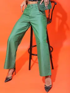 Tokyo Talkies Women Green Dad Fit Clean look Jeans