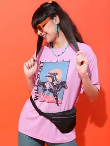 Tokyo Talkies Women Printed Drop-Shoulder Sleeves Oversized T-shirt