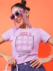 Tokyo Talkies Women Pink Typography Printed T-shirt