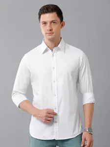 Double Two Men White Slim Fit Casual Shirt