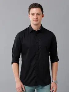 Double Two Men Navy Blue Slim Fit Casual Shirt
