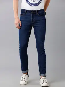 Double Two Men Blue Lean Slim Fit Low-Rise Light Fade Cotton Stretchable Jeans