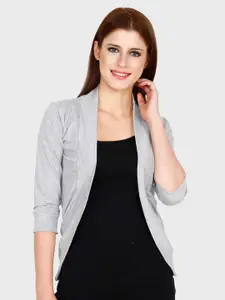 TEEMOODS Women Grey Melange Monochrome Shrug