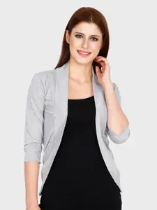 TEEMOODS Women Grey Melange Monochrome Shrug