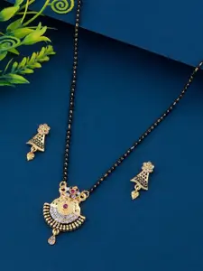 Silver Shine  AD-Studded Mangalsutra With Earrings
