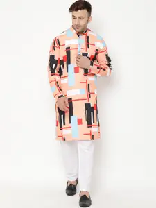 Hangup Men Printed Kurta with Pyjamas