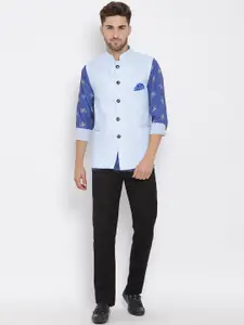 Hangup Men Printed Linen Kurta with Pyjamas