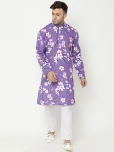 Hangup Men  Floral Printed Kurta with Pyjamas
