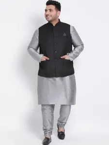 Hangup Men Silver-Toned Kurta with Pyjamas
