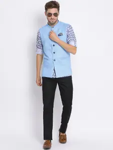 Hangup Men Blue Printed Kurta with Pyjamas