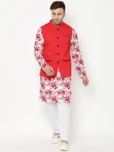 Hangup Men Floral Printed Kurta with Pyjamas