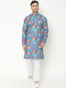 Hangup Men Floral Printed Kurta with Pyjamas