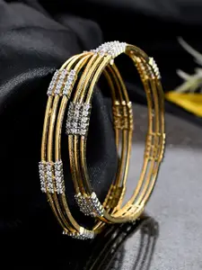 Silvermerc Designs Set Of 2 Gold-Plated AD-Studded Bangles