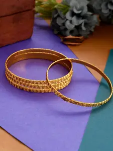 Silvermerc Designs Set Of 4 Gold-Plated Gold-Colored Bangles