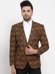 KLOTTHE Men Checked Slim-Fit Single Breasted Party Blazers