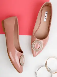 ELLE Women Peach-Coloured Ballerinas Flats