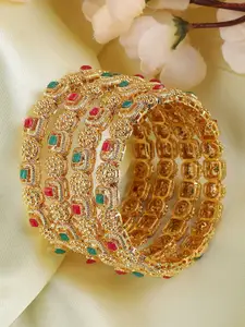 ANIKAS CREATION Set Of 4 Gold Plated AD-Studded Bangles