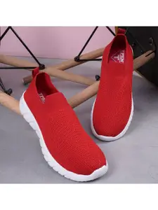 TPENT Women Red Mesh Running Non-Marking Shoes