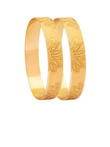 Shining Jewel - By Shivansh Set Of 2 Gold-Plated Designed Bangles
