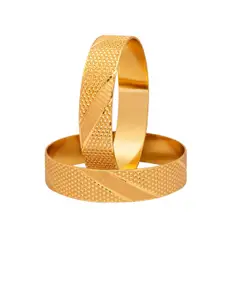 Shining Jewel - By Shivansh Set Of 2 Gold-Plated Designed Bangles