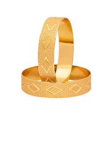 Shining Jewel - By Shivansh Set Of Gold-Plated & Textured Bangles