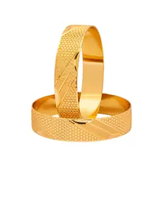 Shining Jewel - By Shivansh Set Of 2 Gold-Plated Designed Bangle