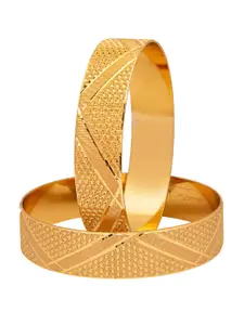 Shining Jewel - By Shivansh Set Of 2 Gold-Plated Designed Bangle